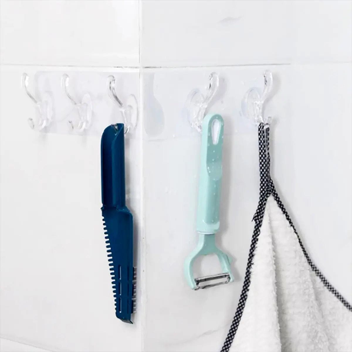 6 Hooks Hanging Sticker, Kitchen Storage Tools, Bathroom Hanger Storage Holder, Non-marking Strong Sticking Hanger 6 Hooks Hanging Sticker, Kitchen Storage Tools, Bathroom Hanger Storage Holder, Non-marking Strong Sticking Hanger